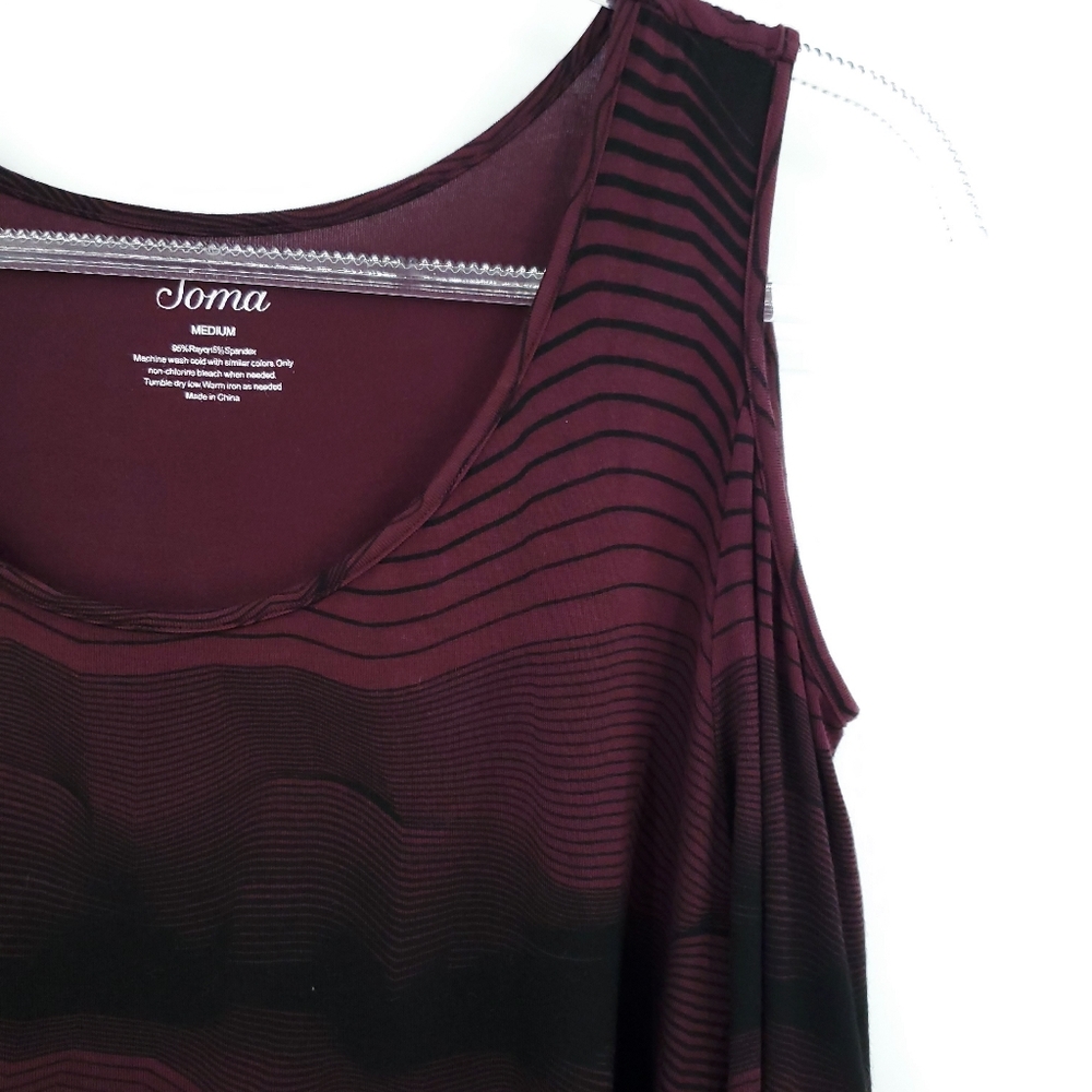 Soma Cold Shoulder Long Sleeve Tee Womens Medium Burgundy Black - Picture 3 of 8